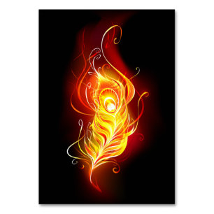 Fire Peacock Feather Table Number
