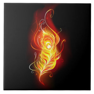 Fire Peacock Feather Tile
