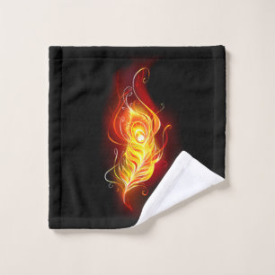 Fire Peacock Feather Wash Cloth