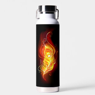 Fire Peacock Feather Water Bottle