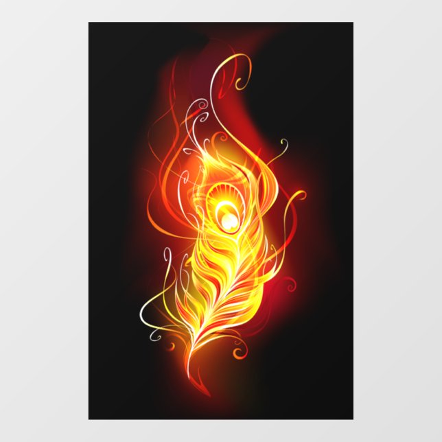 Fire Peacock Feather Window Cling (Sheet)