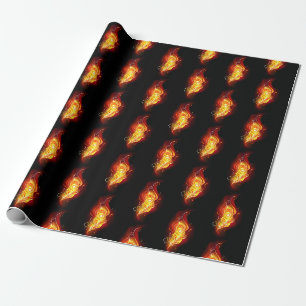 Fire Peacock Feather Wrapping Paper
