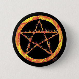 Fire Pentacle 6 Cm Round Badge