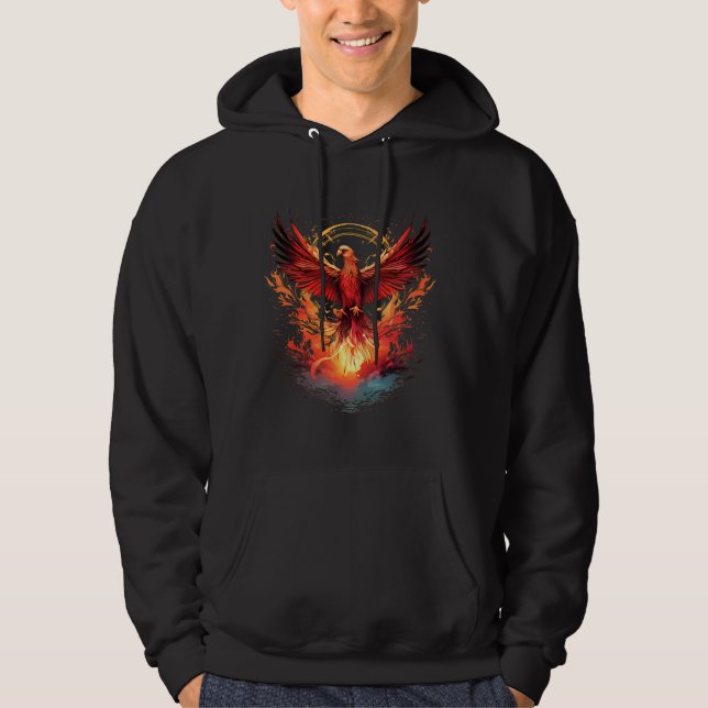 Fire Phoenix Bird Mythical Bird Phoenix Rising Rej Hoodie (Front)