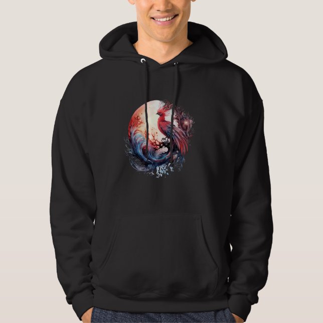 Fire Phoenix Bird Sakura Tree Mythical Bird Moon P Hoodie (Front)