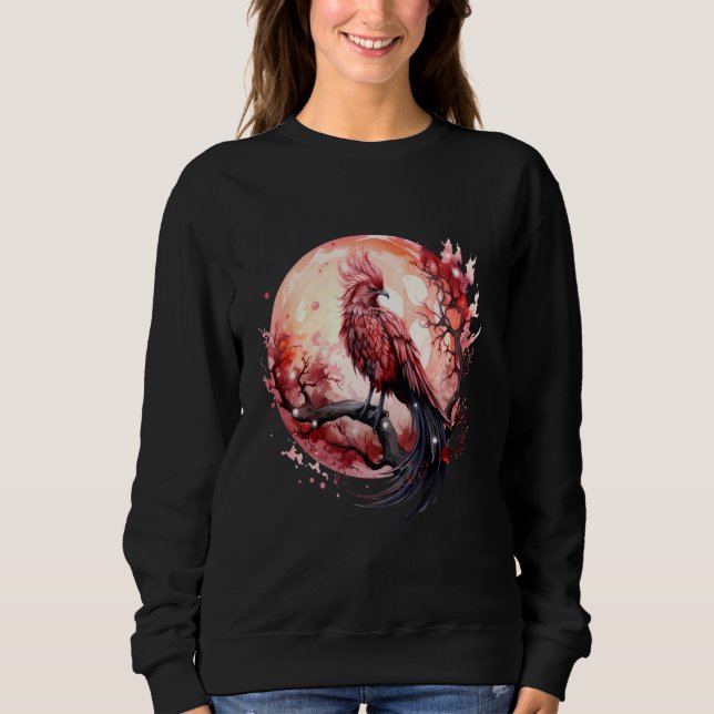 Fire Phoenix Bird Sakura Tree Mythical Bird Moon P Sweatshirt (Front)