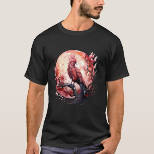 Fire Phoenix Bird Sakura Tree Mythical Bird Moon P T-Shirt