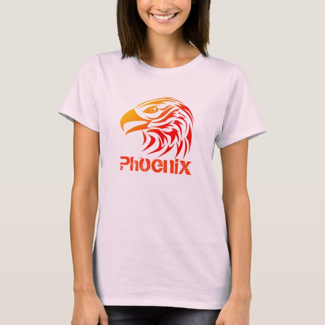 Fire Phoenix (F, w/ Text, Colour Option) T-Shirt (Front)