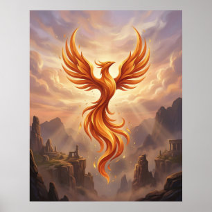 Fire Phoenix Sacred Cliffs Poster