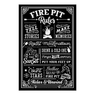 Fire Pit Rules - beige Poster
