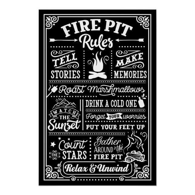 Fire Pit Rules - beige Poster (Front)