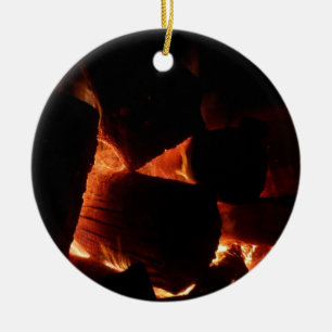Fire Pit Winter Burning Logs Ceramic Tree Decoration