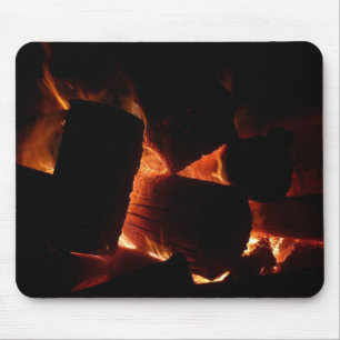 Fire Pit Winter Burning Logs Mouse Mat
