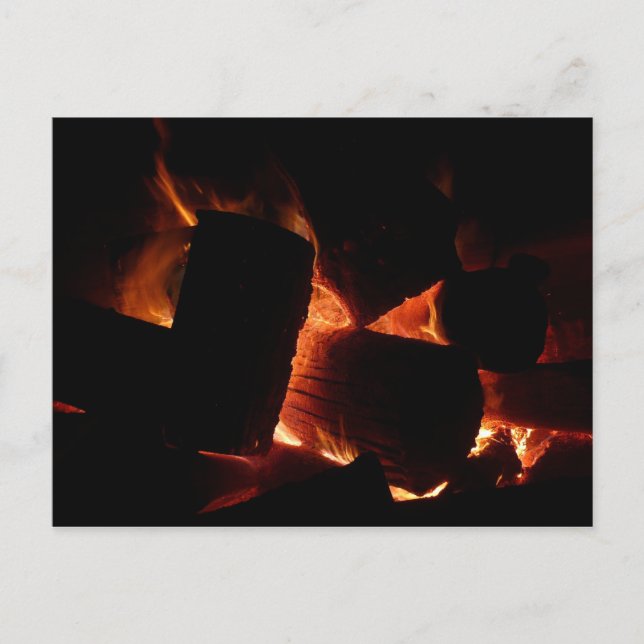 Fire Pit Winter Burning Logs Postcard (Front)