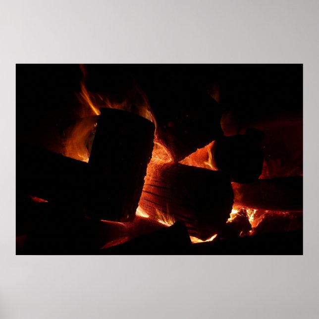 Fire Pit Winter Burning Logs Poster (Front)