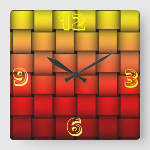 Fire Plaid Happy Birthday Square Wall Clock