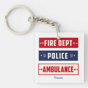 Fire Police Ambulance Logo Thunder_Cove Key Ring