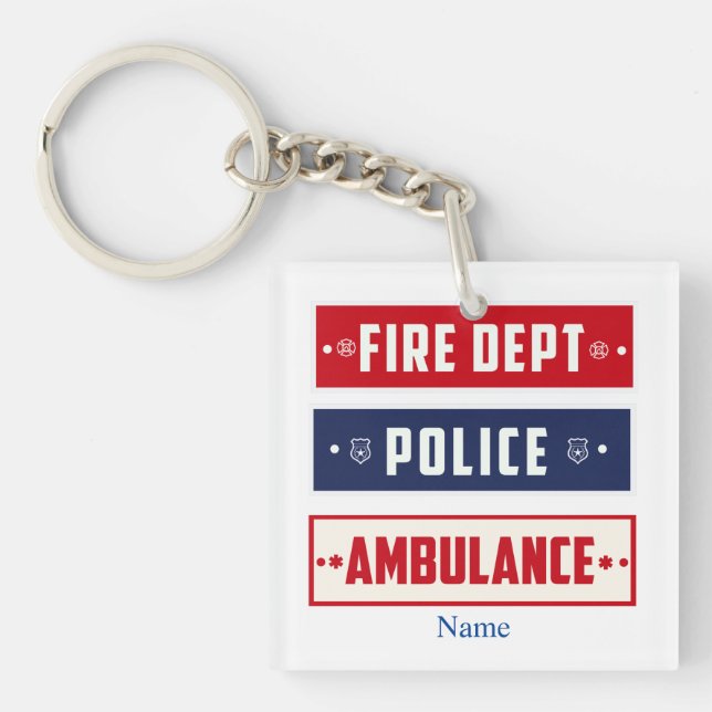Fire Police Ambulance Logo Thunder_Cove Key Ring (Front)