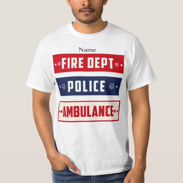 Fire Police Ambulance Logo Thunder_Cove T-Shirt (Front)