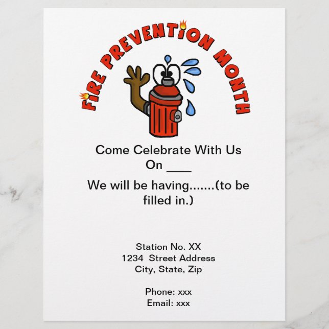 Fire Prevention Month Flyers  To Customise (Front)