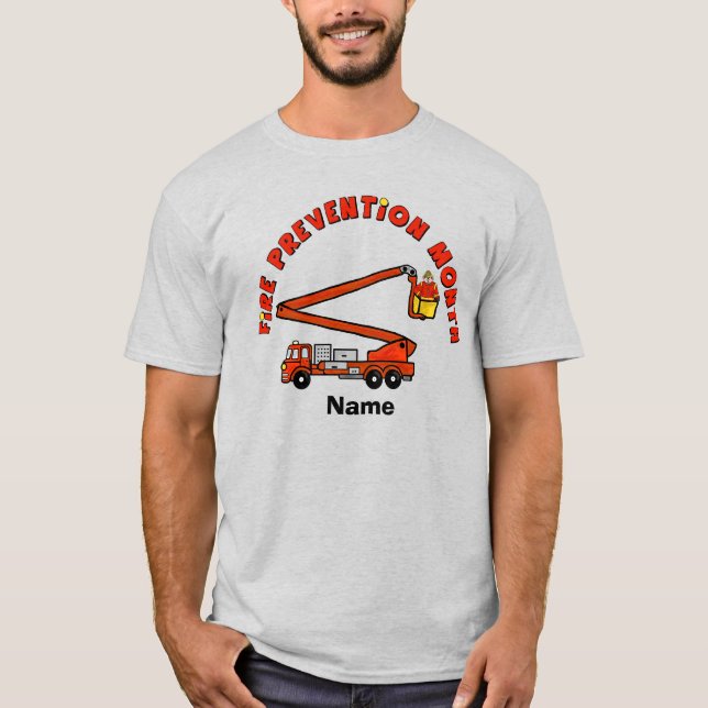 Fire Prevention Month Tshirt with Bucket Truck (Front)