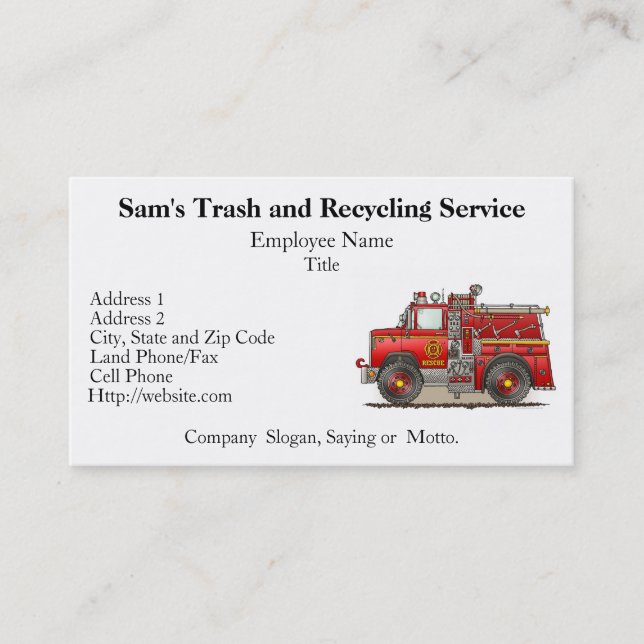 Fire Pumper Rescue Truck Business Card (Front)