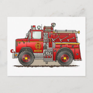 Fire Pumper Rescue Truck Post Card