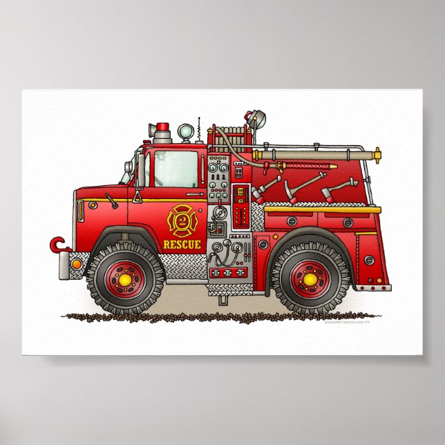 Fire Pumper Rescue Truck Poster (Front)