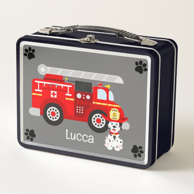 Fire Puppy And His Firetruck Metal Lunchbox (Front)