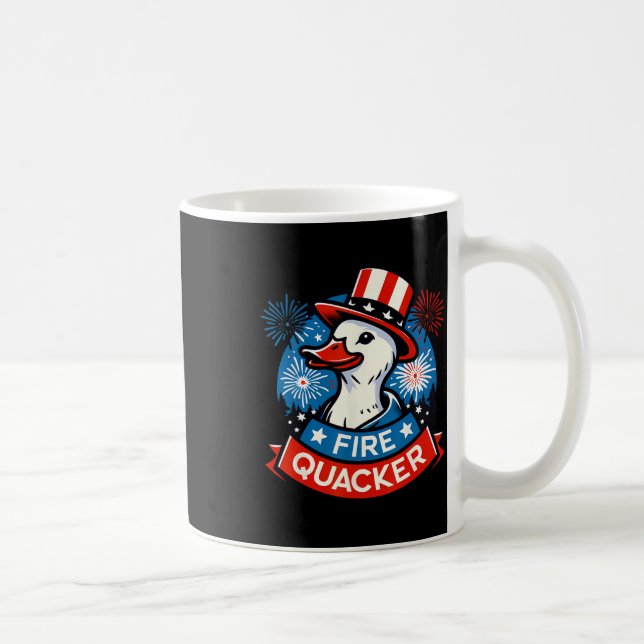 Fire Quacker Funny Fourth Of July Duck Patriotic U Coffee Mug (Right)