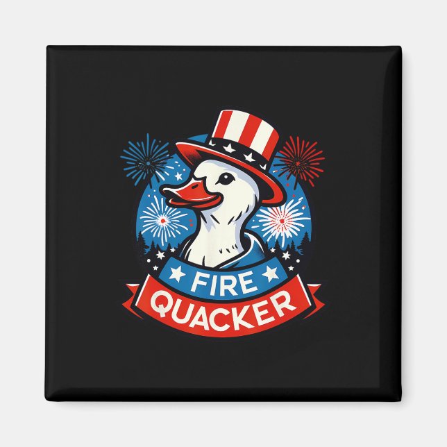 Fire Quacker Funny Fourth Of July Duck Patriotic U Magnet (Front)