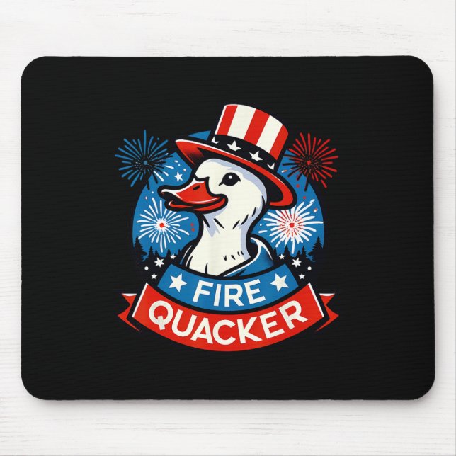 Fire Quacker Funny Fourth Of July Duck Patriotic U Mouse Mat (Front)
