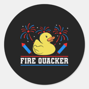Fire Quacker Rubber Duck 4th Of July Firework  Classic Round Sticker