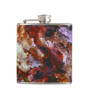 Fire Quartz Crystal Geode Marble Abstract Hip Flask