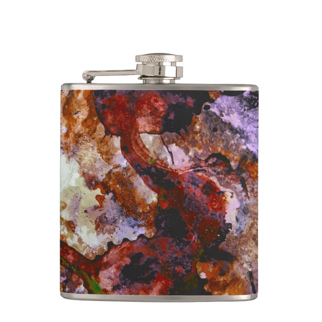 Fire Quartz Crystal Geode Marble Abstract Hip Flask (Front)