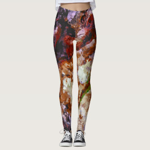 Fire Quartz Crystal Geode Marble Abstract Leggings