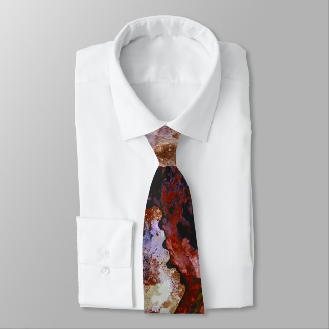 Fire Quartz Crystal Geode Marble Abstract Tie (Tied)
