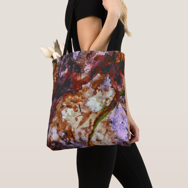 Fire Quartz Crystal Geode Marble Abstract Tote Bag (Close Up)