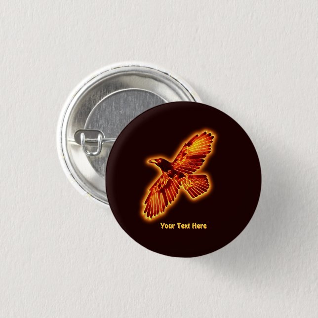 Fire Raven 3 Cm Round Badge (Front & Back)
