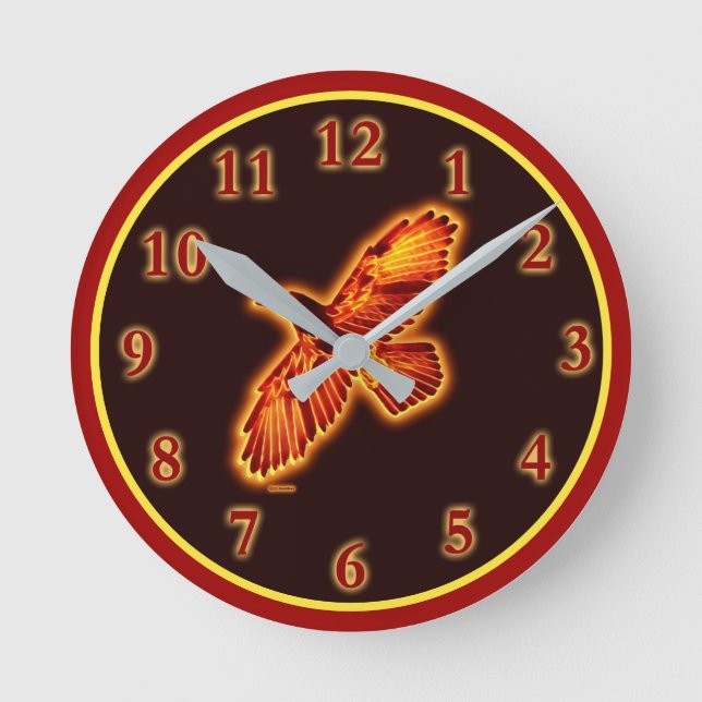 Fire Raven Round Clock (Front)