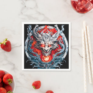 Fire Red Flame Mythical Dragon Head Napkin