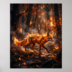 Fire Red Fox Ember Forest Poster
