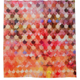 Fire Red Mermaidscales Mermaid Fishscales Scales Shower Curtain