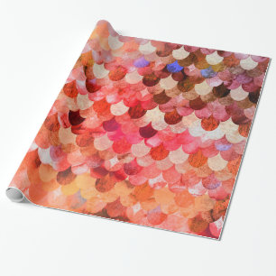 Fire Red Mermaidscales Mermaid Fishscales Scales Wrapping Paper