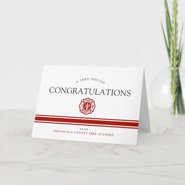 Fire Rescue Academy Custom Black Congrats Card (Front)
