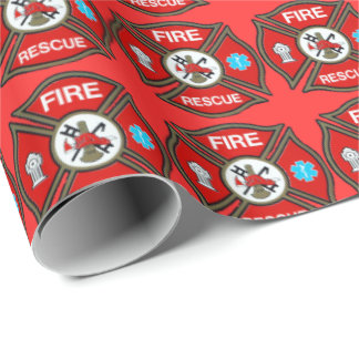 Fire Rescue Cross Cross Christmas Wrapping Paper