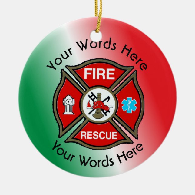 Fire Rescue Cross Custom Ceramic Tree Decoration (Front)