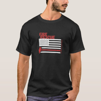 Fire Rescue Firefighter American Flag T-Shirt