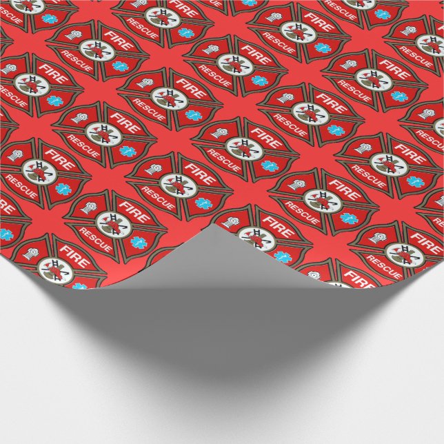 Fire Rescue Maltese Cross Wrapping Paper (Corner)