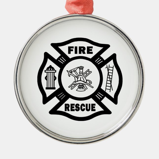 Fire Rescue Metal Tree Decoration (Front)